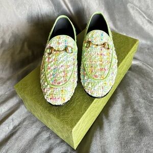 New in original package green tweed loafers
